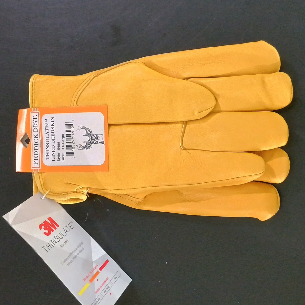Thinsulate Yellow Deerskin Leather Gloves